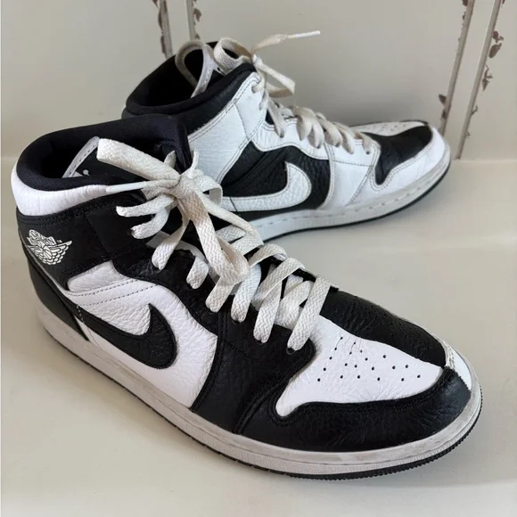Nike Air Jordan 1 Mid Split Panda Black Size 9.5 - Picture 4 of 8